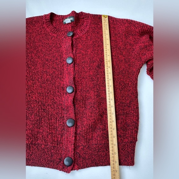 Vintage Boundary Waters Black Red Knit  Button Cardigan Sweater Women’s Medium - Picture 6 of 6
